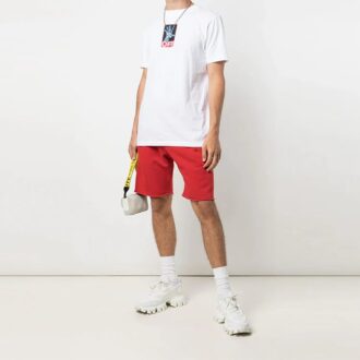 SS21 Logo-trykk, sportsshorts med rett passform, rød