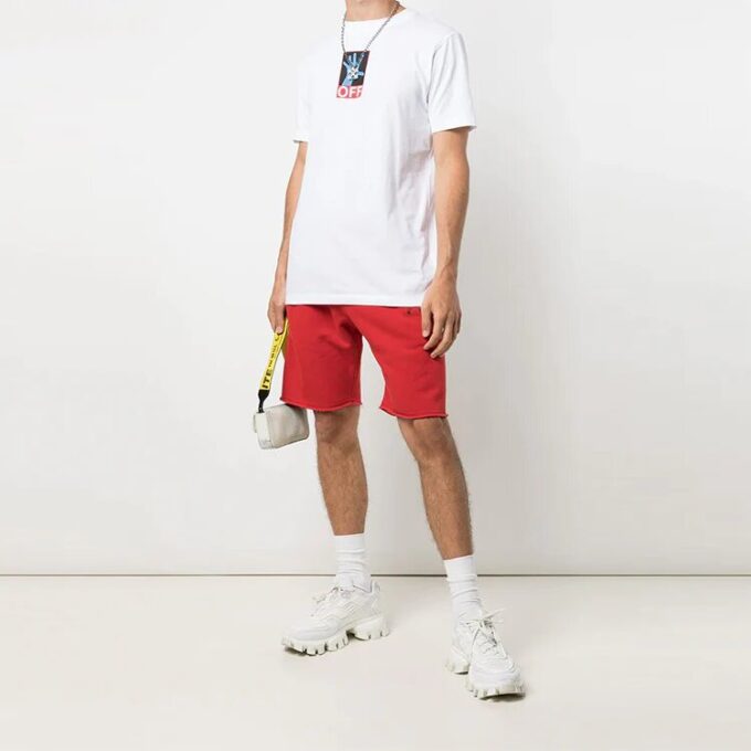 SS21 Logo-trykk, sportsshorts med rett passform, rød