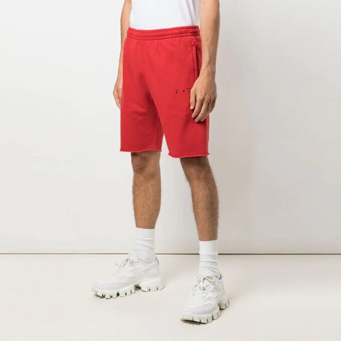 SS21 Logo-trykk, sportsshorts med rett passform, rød