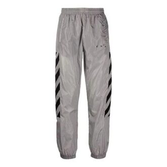 SS21 Logo-trykk Stripe Sports lange bukser lysegrå