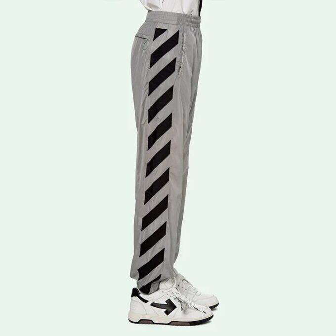 SS21 Logo-trykk Stripe Sports lange bukser lysegrå
