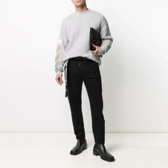 SS21 Logo-trykk Stripe-strikk Grå