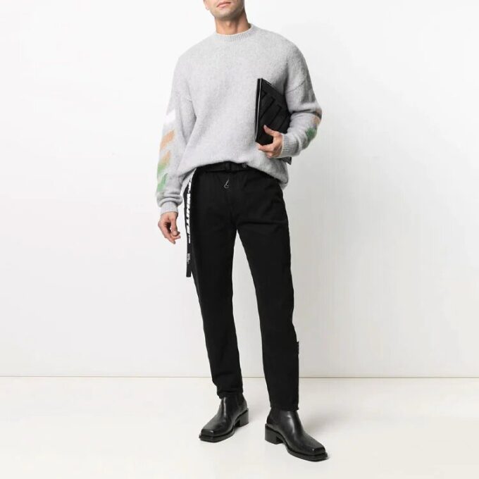 SS21 Logo-trykk Stripe-strikk Grå