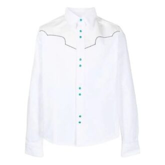 SS21 Patchwork-skjorte med trykk, hvit