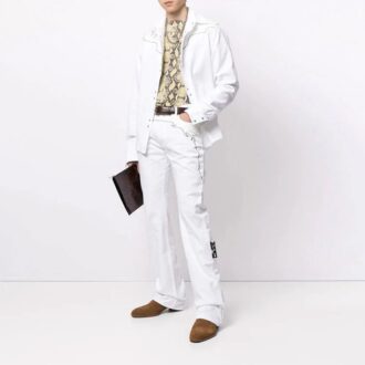 SS21 Patchwork-skjorte med trykk, hvit
