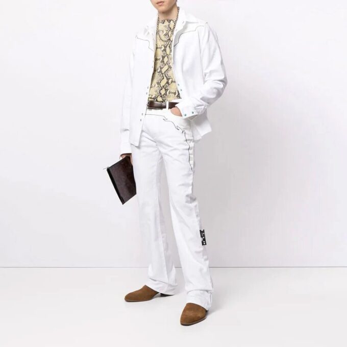 SS21 Patchwork-skjorte med trykk, hvit