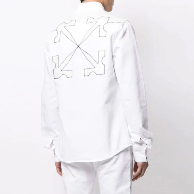 SS21 Patchwork-skjorte med trykk, hvit