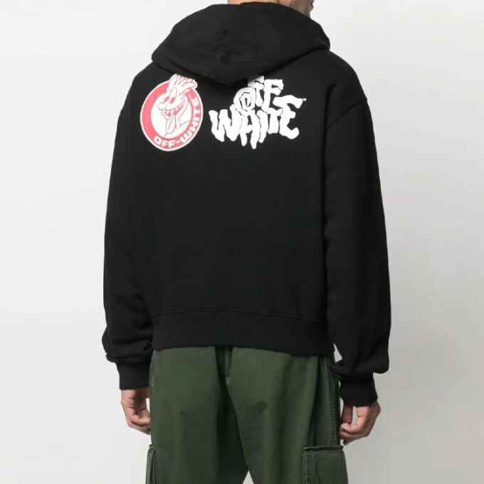 SS21 Rød tunge over logo-trykk, pullover med løs passform, svart