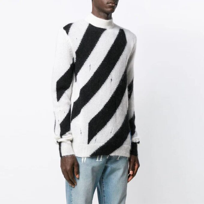 SS21 Stripe High Collar Svart Hvit