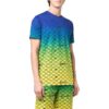 SS22 Alfabetisk geometrisk mønster, heltrykk, gradient, kort ermet, blå