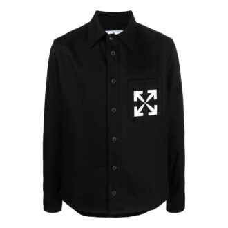 SS22 Arrow Logo-mønster Denim Langermet skjorte Svart