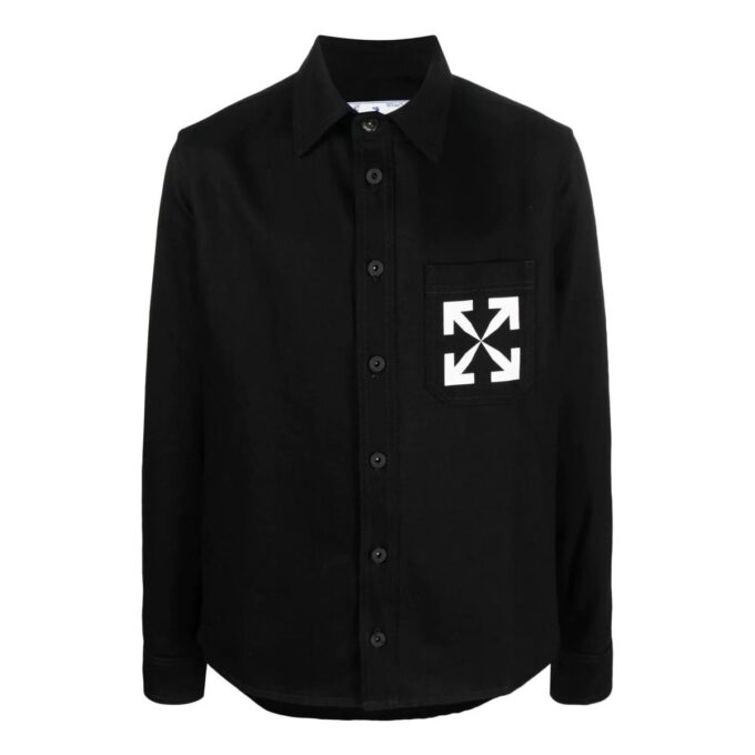 SS22 Arrow Logo-mønster Denim Langermet skjorte Svart