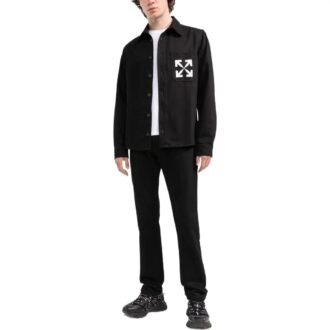 SS22 Arrow Logo-mønster Denim Langermet skjorte Svart