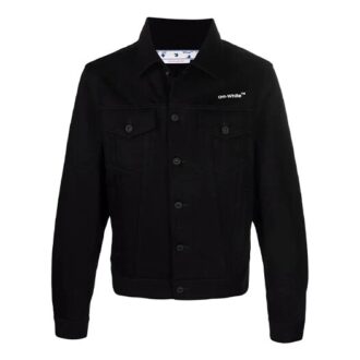 SS22 Denimjakke med brystlogo, svart