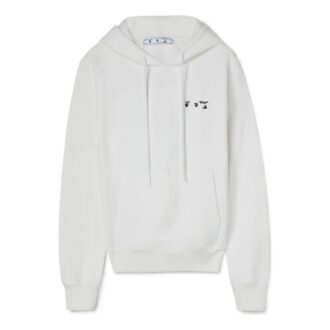 SS22 Ensfarget hettegenser med lange ermer, unisex, hvit