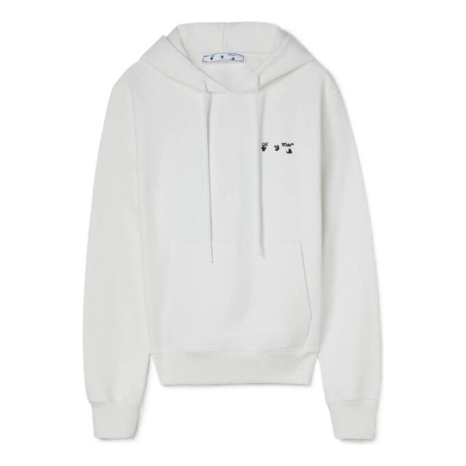 SS22 Ensfarget hettegenser med lange ermer, unisex, hvit