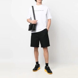 SS22 ensfarget logo-trykk, rund hals, kort ermet, slim fit-versjon, hvit