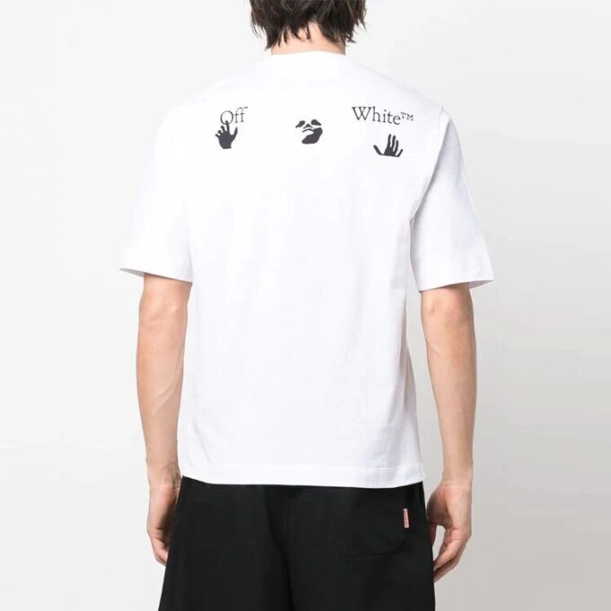 SS22 ensfarget logo-trykk, rund hals, kort ermet, slim fit-versjon, hvit