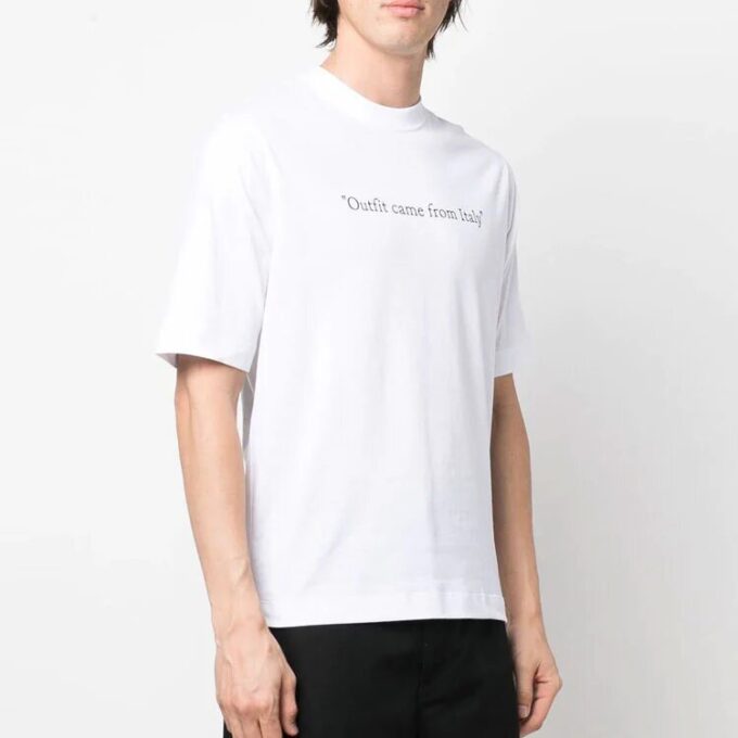 SS22 ensfarget logo-trykk, rund hals, kort ermet, slim fit-versjon, hvit