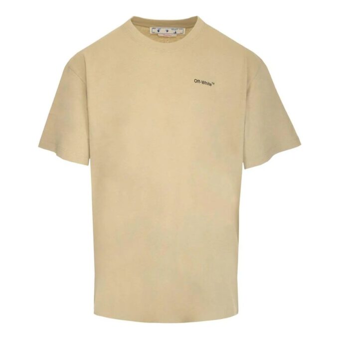 SS22 Geometri pil-trykk rund hals kort ermet beige