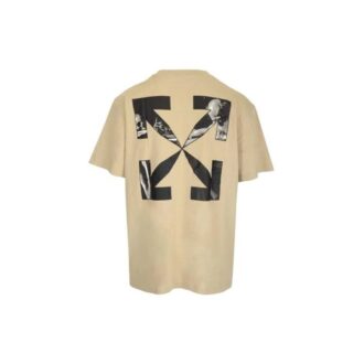 SS22 Geometri pil-trykk rund hals kort ermet beige