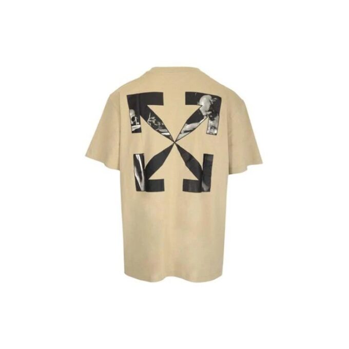 SS22 Geometri pil-trykk rund hals kort ermet beige