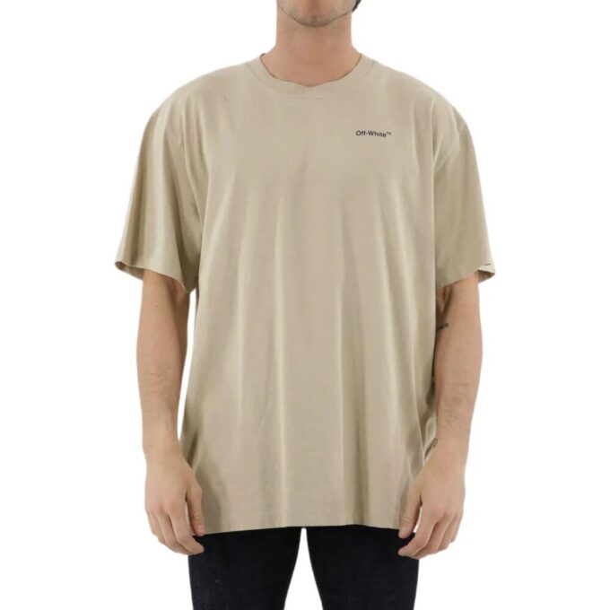 SS22 Geometri pil-trykk rund hals kort ermet beige
