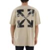 SS22 Geometri pil-trykk rund hals kort ermet beige