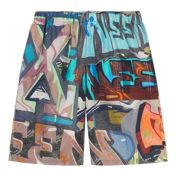 SS22 Graffiti-shorts med heltrykk, vanlig versjon, flerfarget