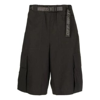 SS22 Industrielle ensfargede belte-casualshorts i svart