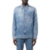 SS22 Langermet skjorte i Denim med trykt logo, vanlig versjon, blå