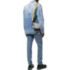 SS22 Langermet skjorte i Denim med trykt logo, vanlig versjon, blå