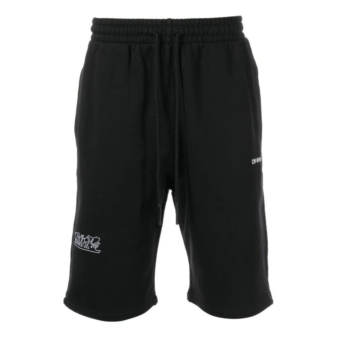 SS22 Logo-trykk Sportsshorts Løs passform Svart