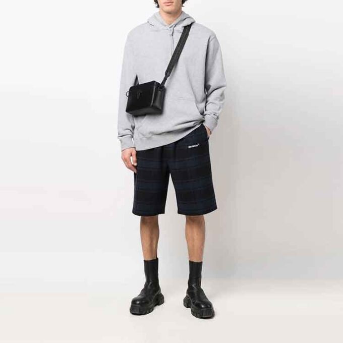 SS22 Shorts med pilmønster og rutemønster, blå