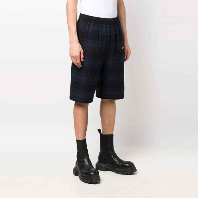 SS22 Shorts med pilmønster og rutemønster, blå