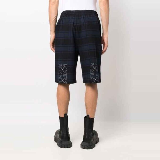 SS22 Shorts med pilmønster og rutemønster, blå