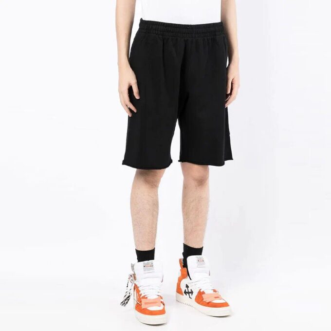 SS22 Sportsshorts med bølgemønster, vanlig versjon, svart