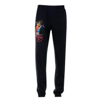 Street Style bomullsbukser med stort logo for menn, svart