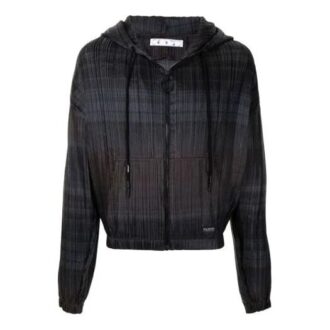Stripe Detail Zipper Hooded Jacket Loose Fit Unisex Svart