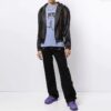 Stripe Detail Zipper Hooded Jacket Loose Fit Unisex Svart