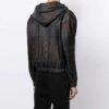 Stripe Detail Zipper Hooded Jacket Loose Fit Unisex Svart