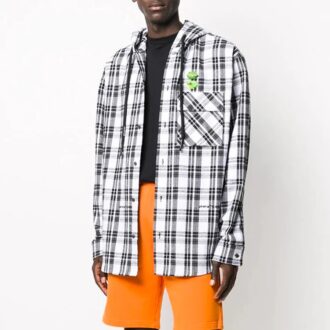 Stripe Hooded Long-sleeve Skjorte Unisex Hvit