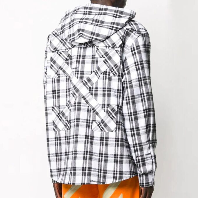 Stripe Hooded Long-sleeve Skjorte Unisex Hvit