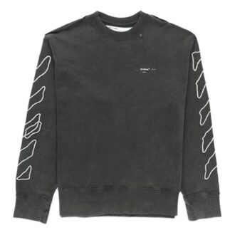 Stripe Logo brodert løs rund hals svart