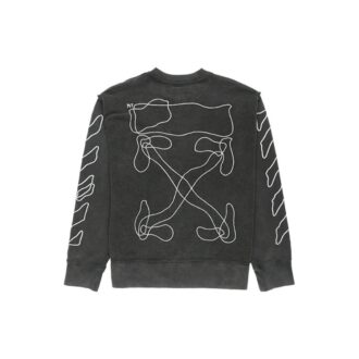 Stripe Logo brodert løs rund hals svart