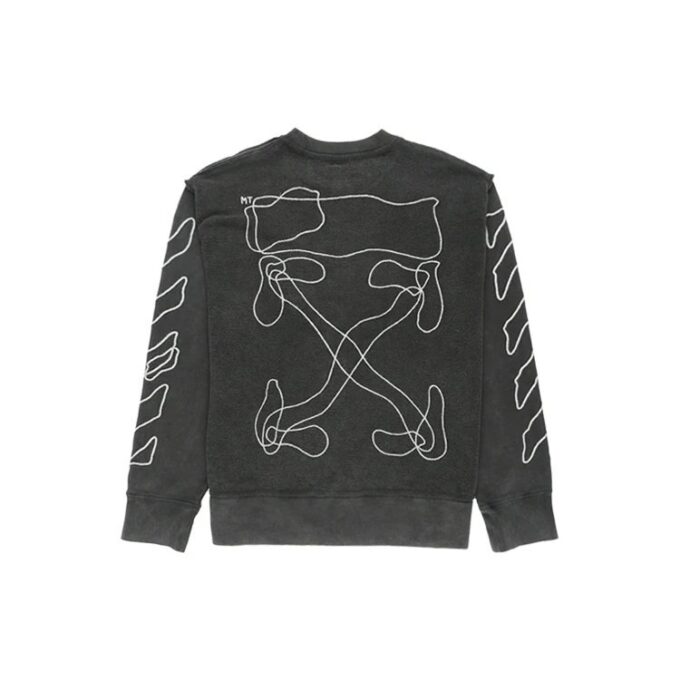 Stripe Logo brodert løs rund hals svart