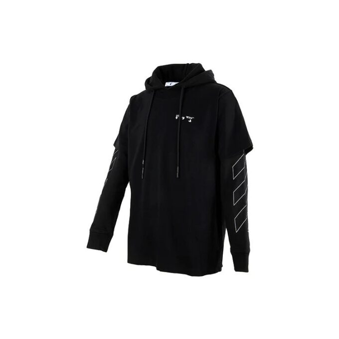 Stripe Logo Printing Sleeve Loose Fit Svart