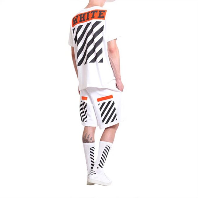 Stripe Logo-trykk, kort ermet, standardversjon, hvit