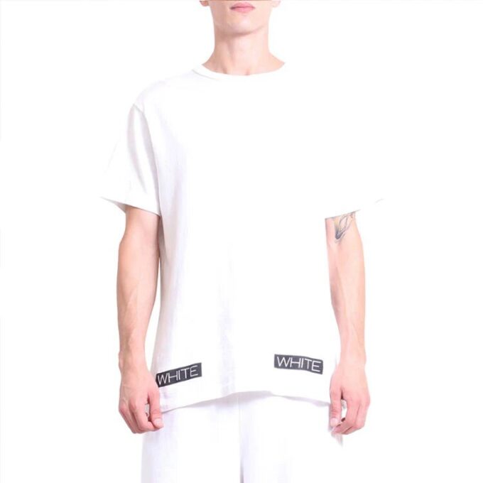 Stripe Logo-trykk, kort ermet, standardversjon, hvit