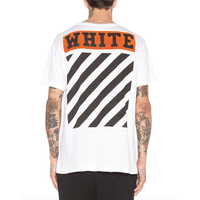 Stripe Logo-trykk, kort ermet, standardversjon, hvit